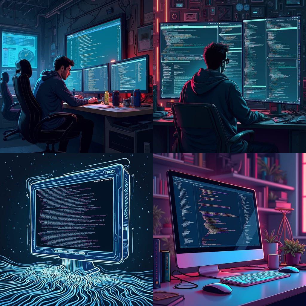 Cyberpunk Code Repository in Neon Cityscape