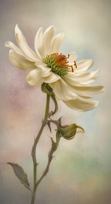 Wilted Flower in Pastel with Textured Brushstrokes