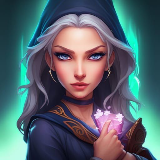 Chibi Wizard Girl Portrait in Artgerm Style