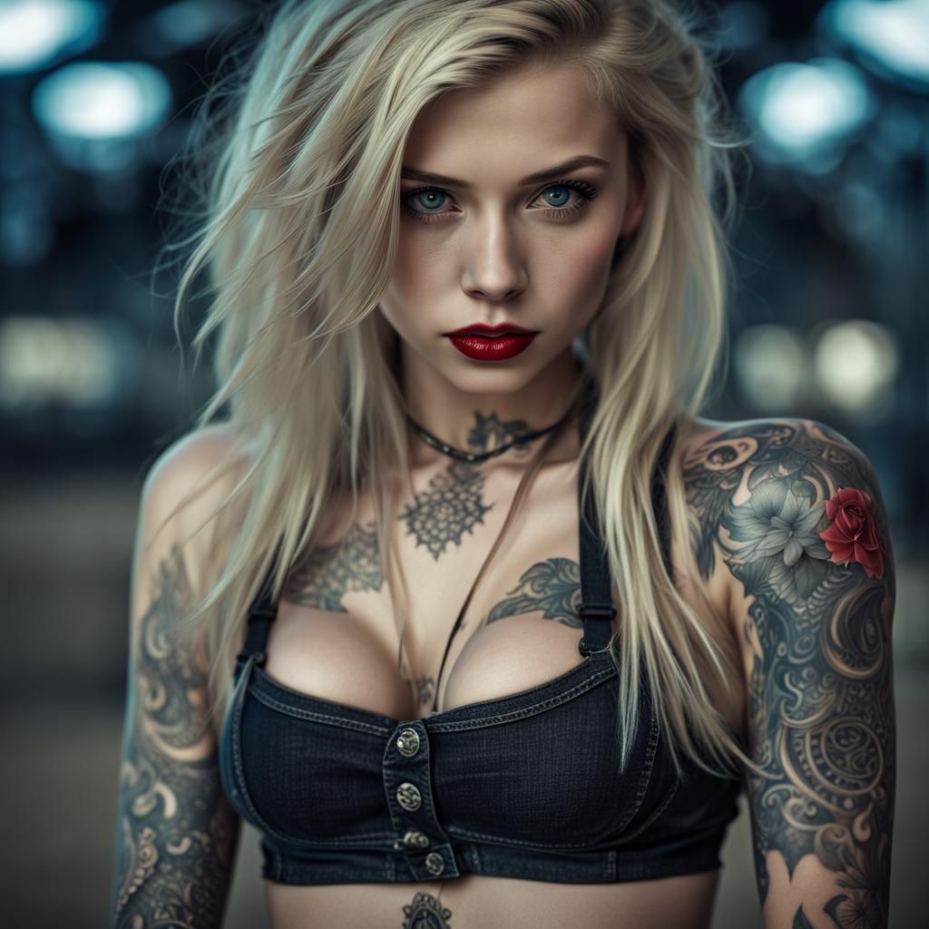 Hyperrealistic Teen Girl Portrait with Tattoo