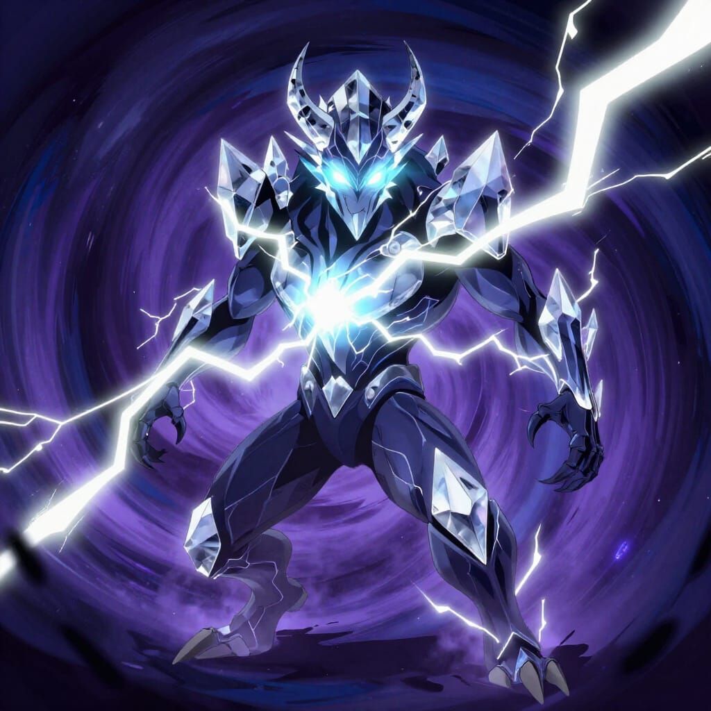 Lightning Demon with Diamond Crystals in Dark Fantasy Style