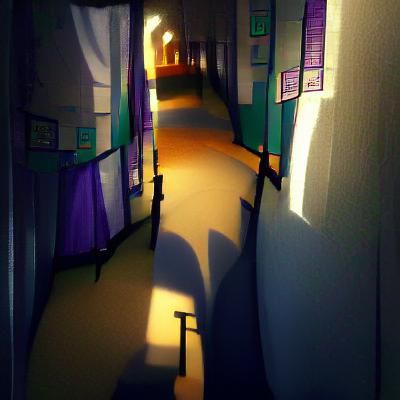Eerie Shadowy Corridor in Dark Style