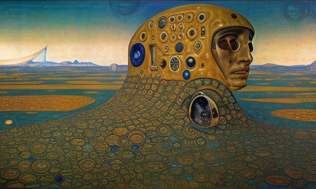 Surreal Desert Planet with Submarine Ruins