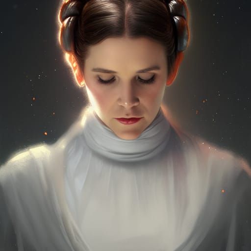 Christmas Princess Leia Portrait in Art Nouveau Style