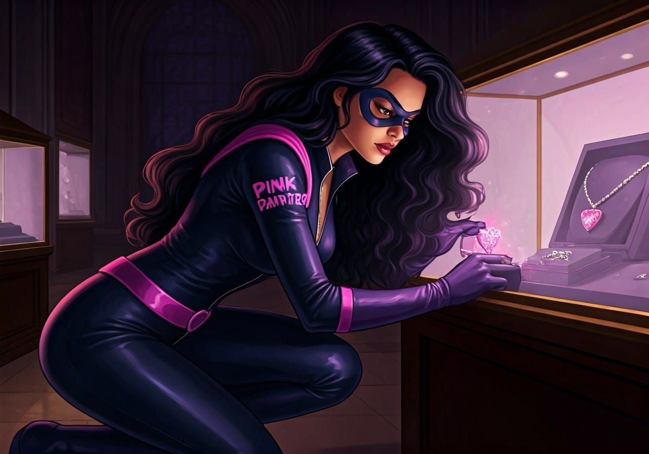 Heart-Shaped Pink Diamond Heist in Noir Style