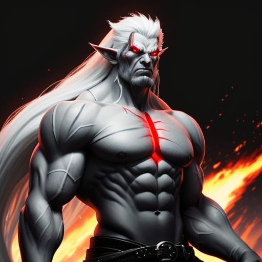 Cyberpunk Warrior with Glowing Red Eyes and Jagged Bone Spur...