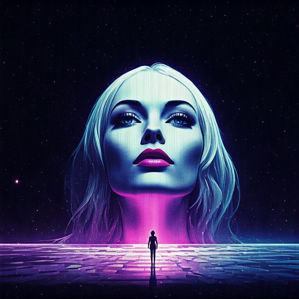 Noir Femme Fatale in Starlit Nebula