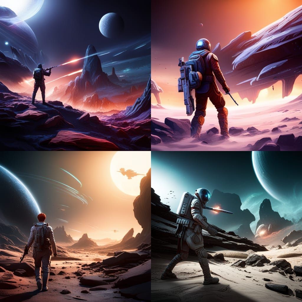 Space War Battlefield: Detailed Matte Painting