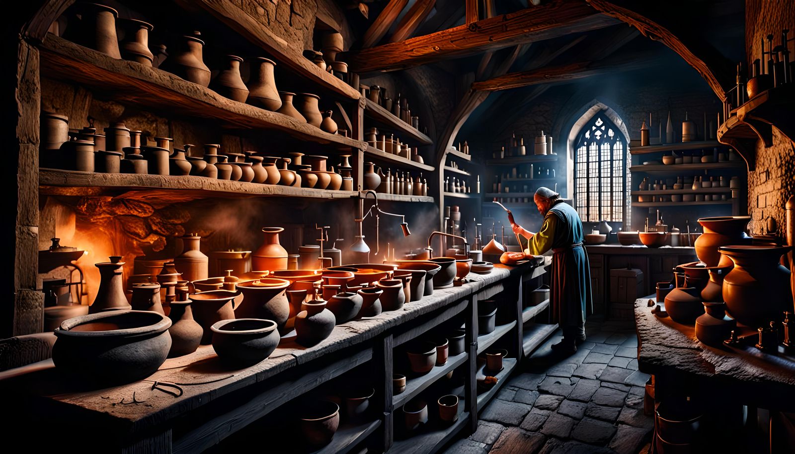 Medieval Alchemist's Lab: Hyperrealistic HDR Image