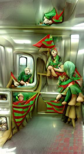 Elves Riding a Subway Car