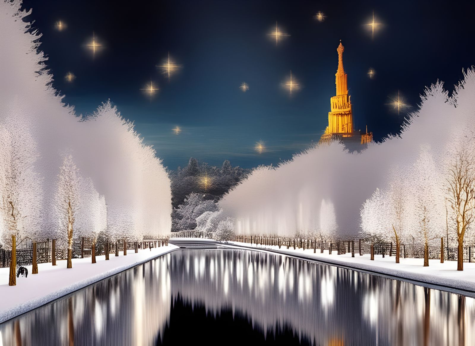 Magical Winter Midnight in Future Paris