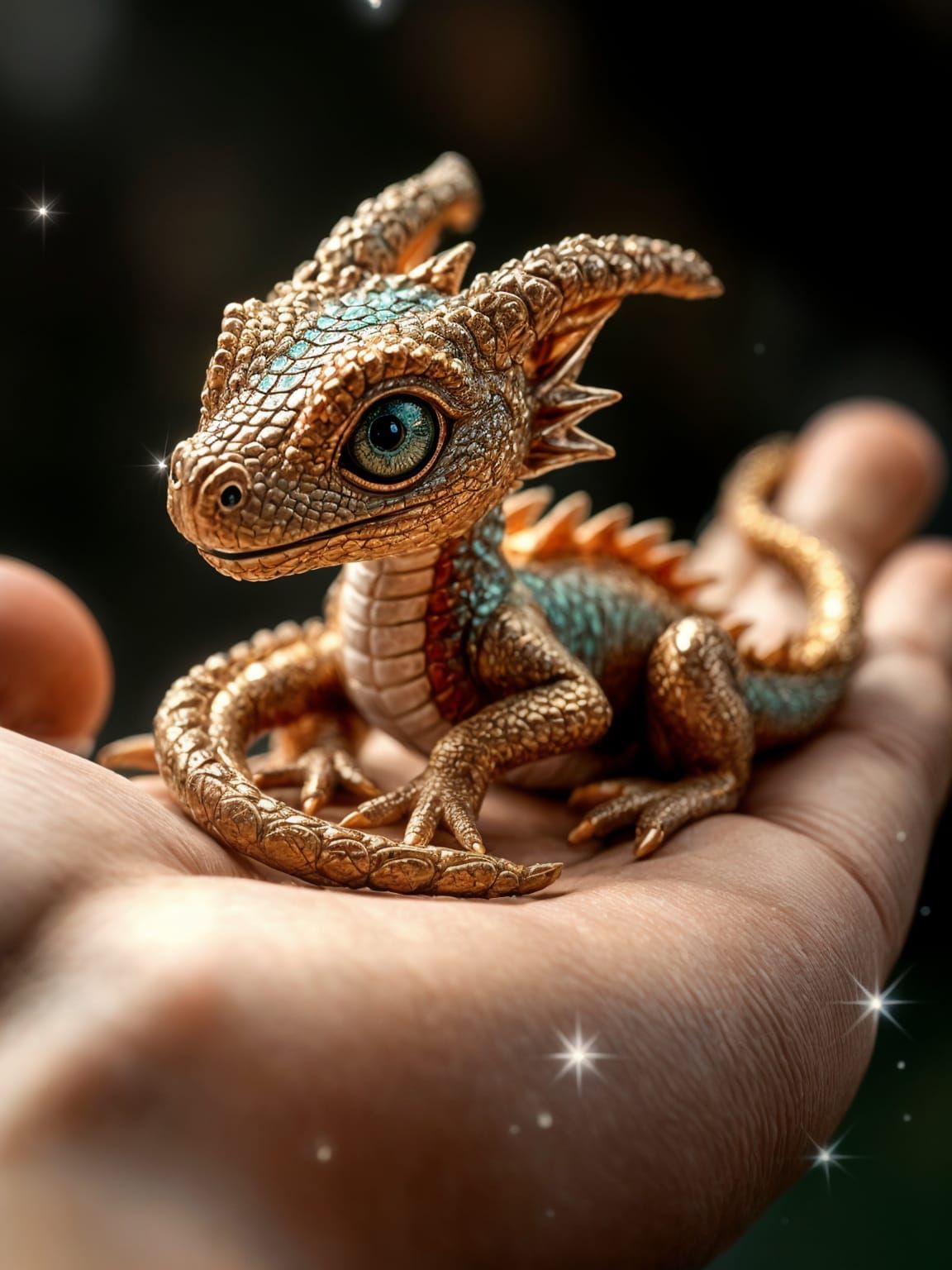 Elegant Baby Dragon in Palm