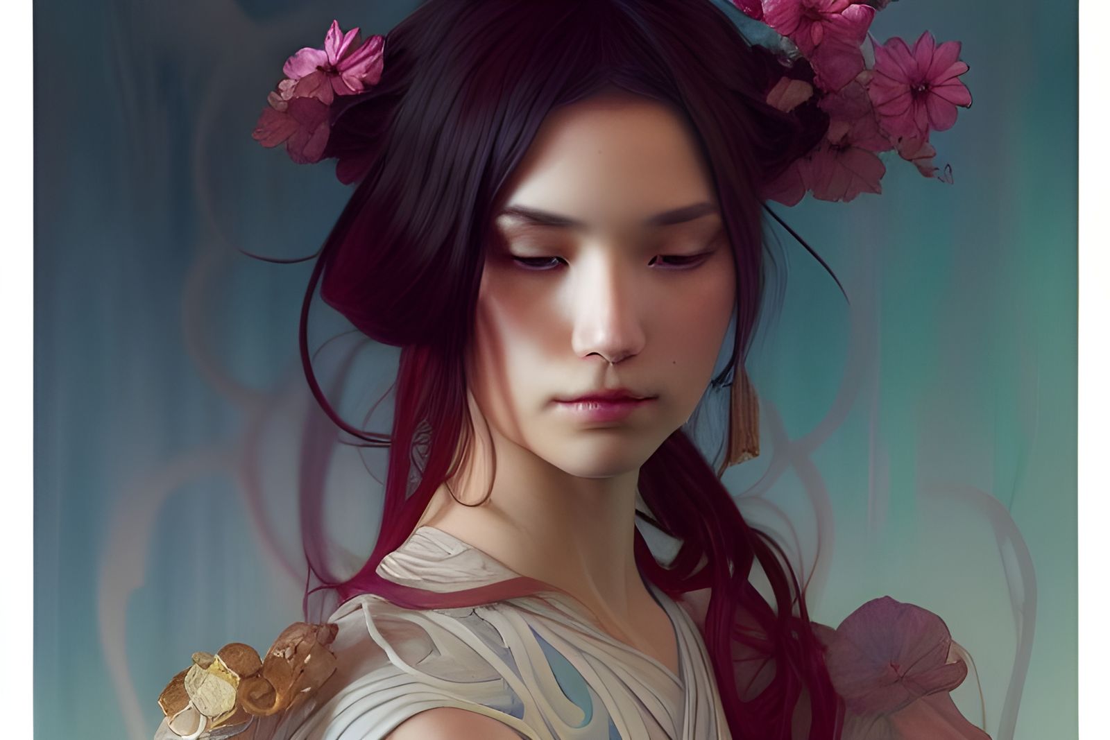 Yuna Portrait in Digital Watercolor Style