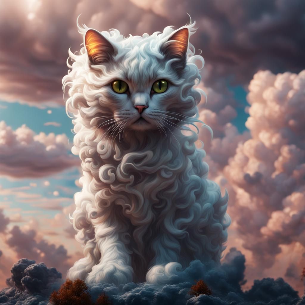 Fantastical Cloud Cat Concept Art