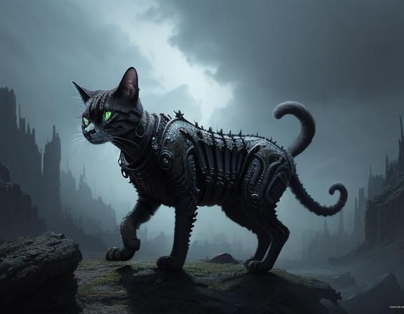 Intricate Alien Pet Cat Digital Matte Painting