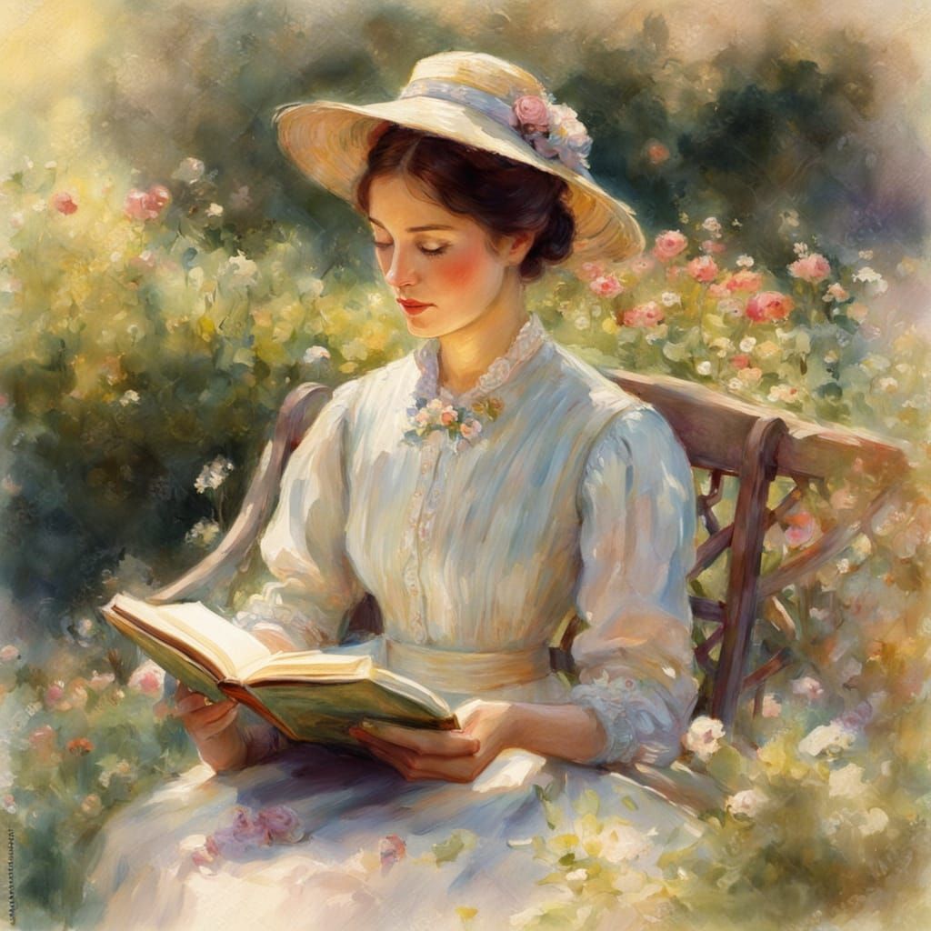 Impressionist Portrait of a Woman Reading