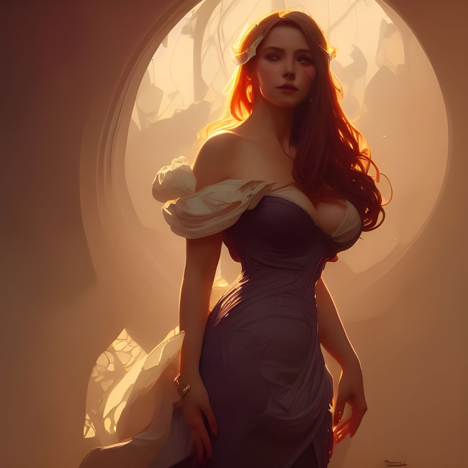 Beautiful Barmaid Portrait with Intricate Dress