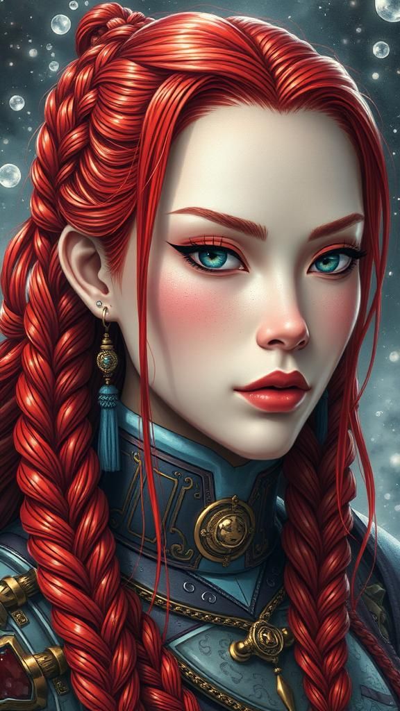 Futuristic Red-Haired Commander in Sorayama Style