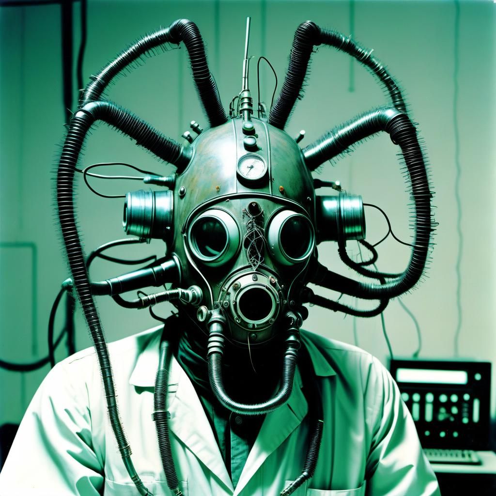 Biopunk Scientist in Retro Lab, Giger Style