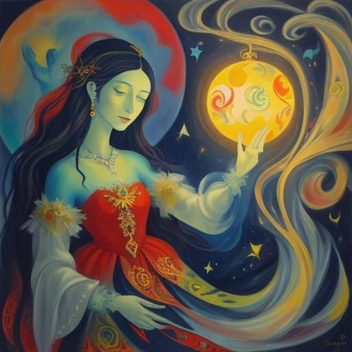 Vampire Lamp in Surrealist Oil Painting Style