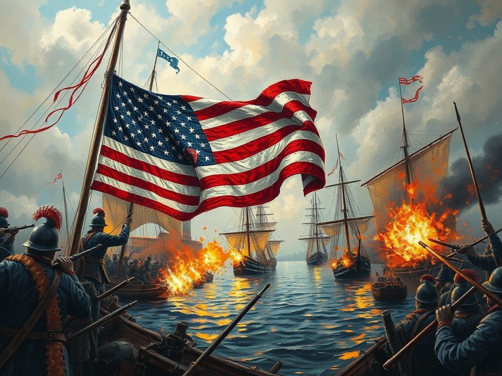 Surreal Battle of Fort McHenry in Hyper-Realistic Style