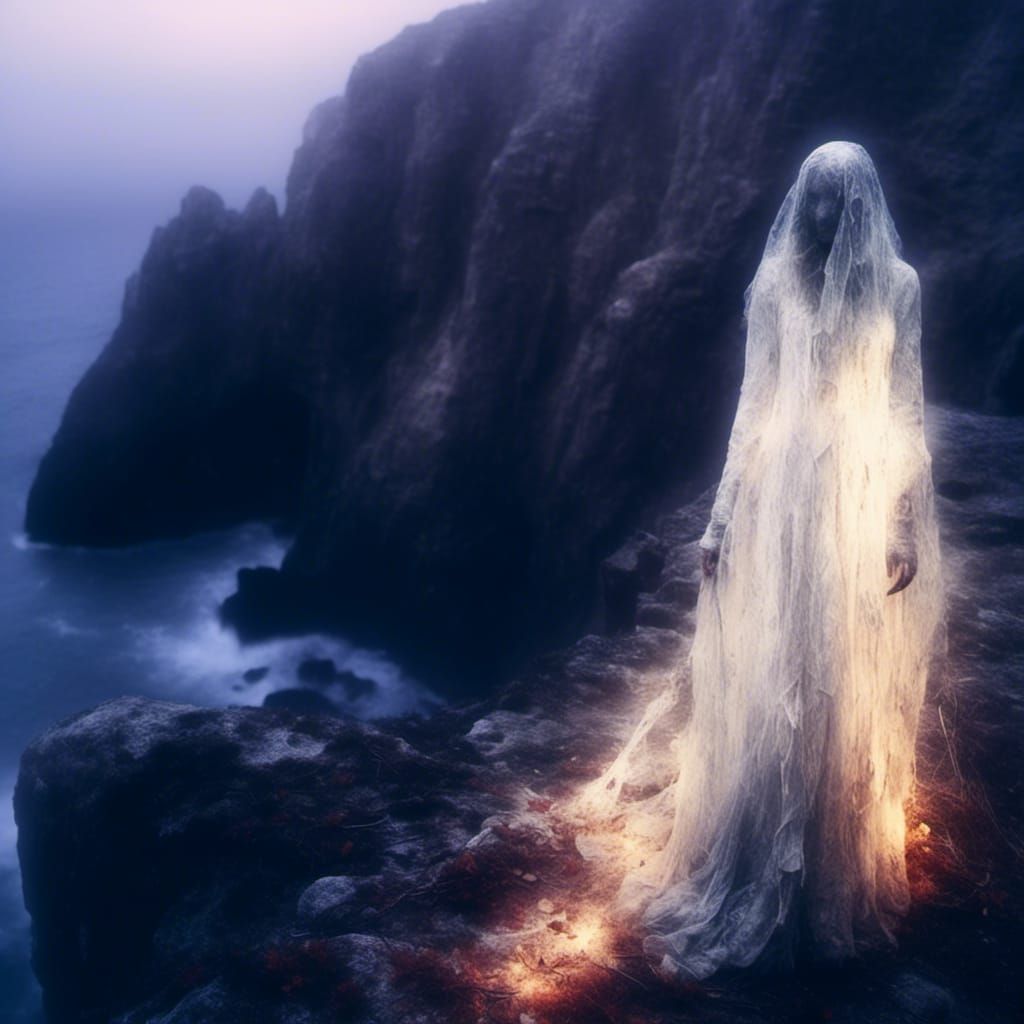 Macabre Ghost of a Widow by the Sea