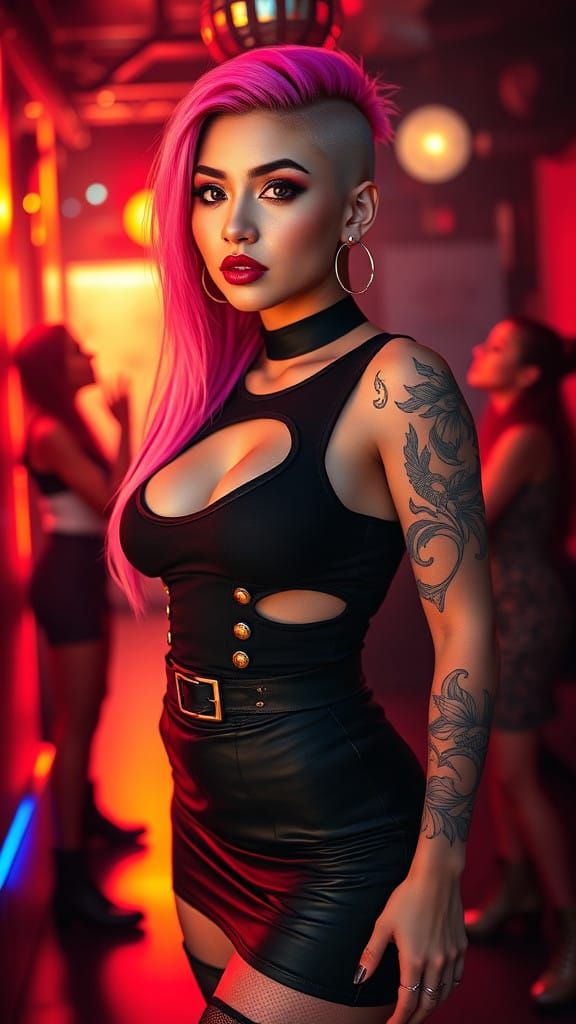 Cyberpunk Goddess with Neon Hair