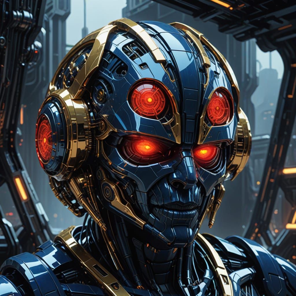 Golden Code vs Red Static: Futuristic Heraldic Emblem