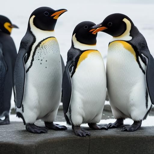 Penguins Dressed for Winter: AI Generated Image