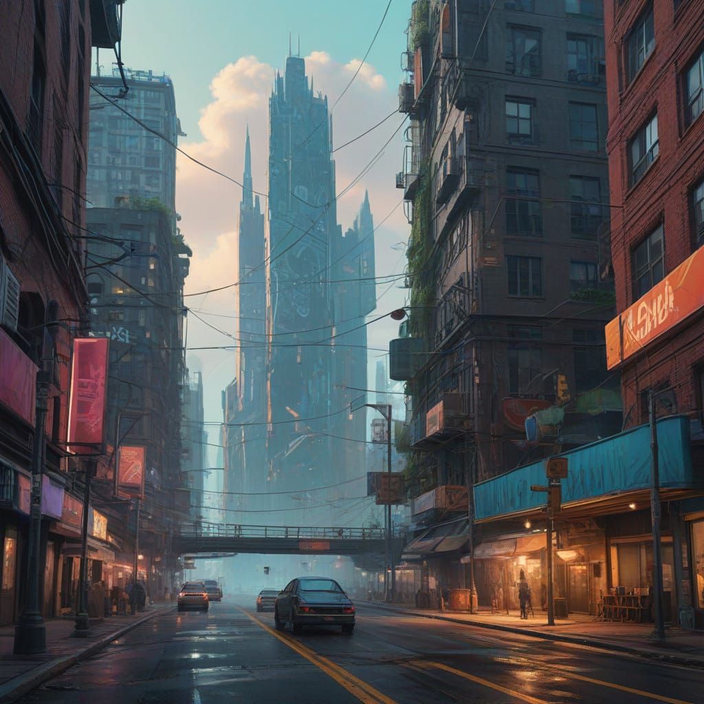 Surreal Cityscape Blends Reality and Fantasy in Abstract Fac...