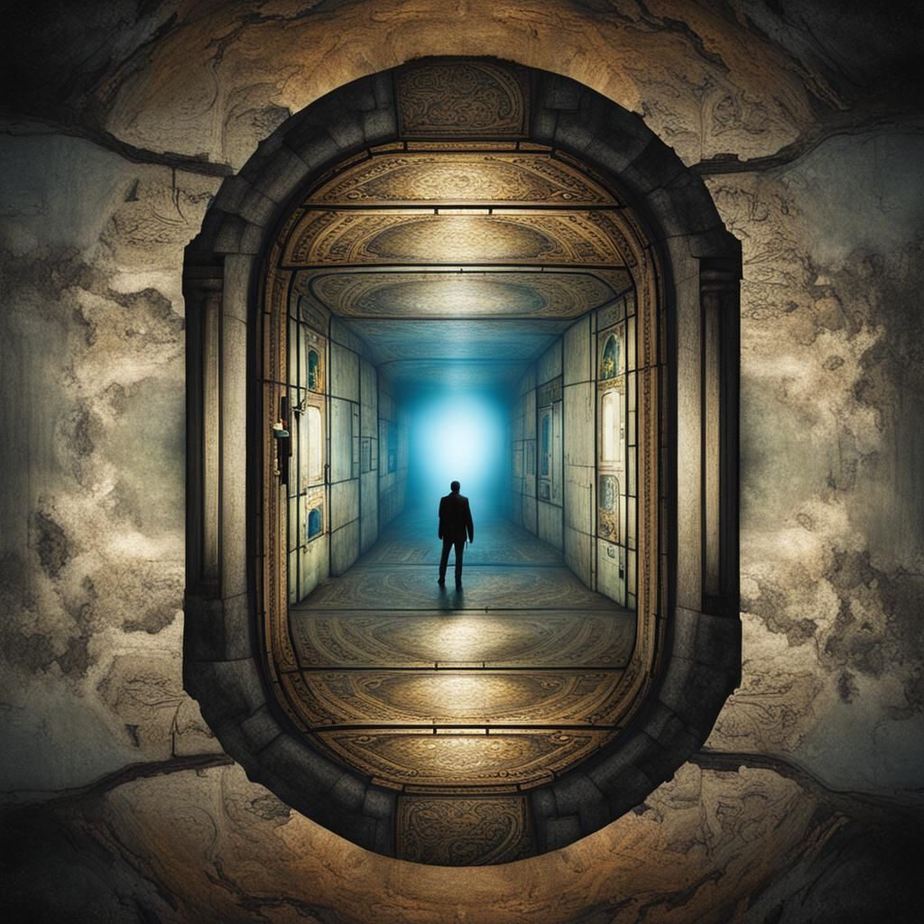 Underground Portal Between Worlds with Mirror