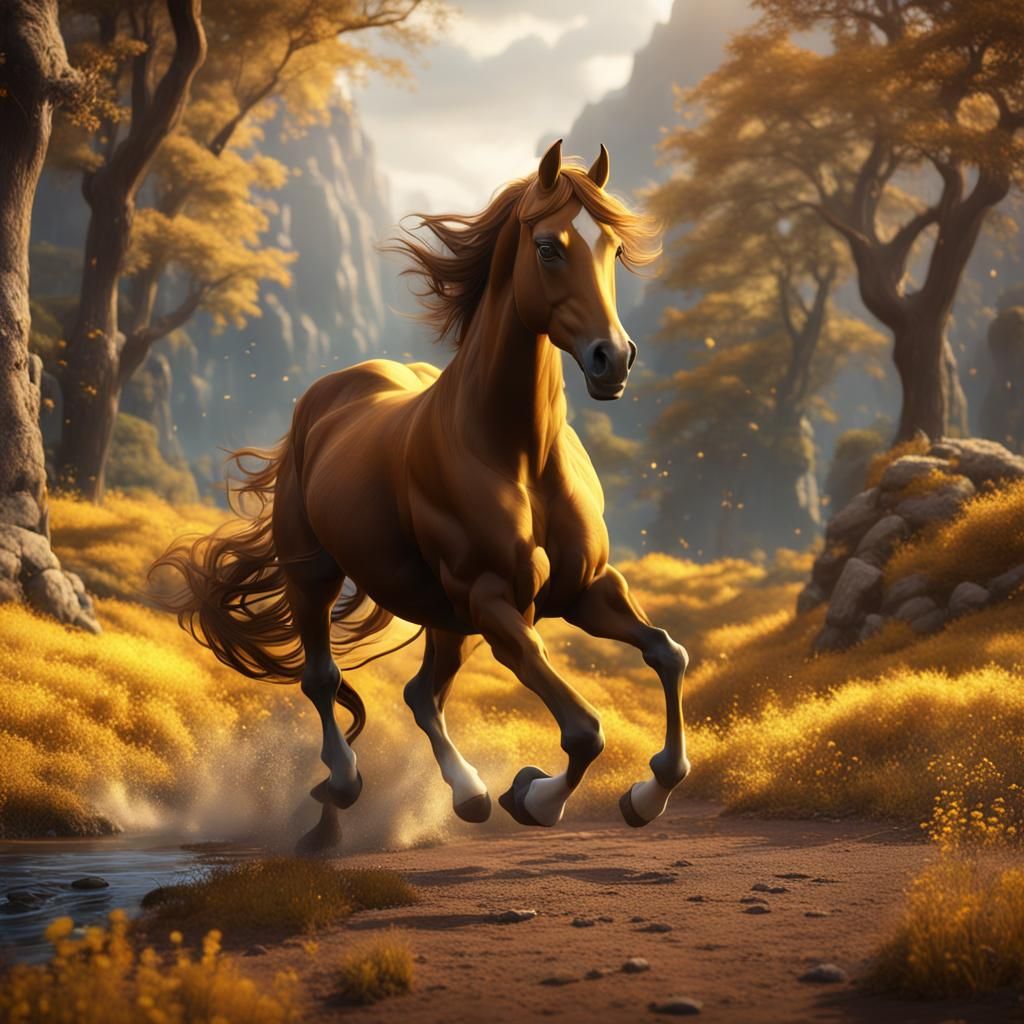Disney Spirit Horse Posing, Detailed Matte Painting