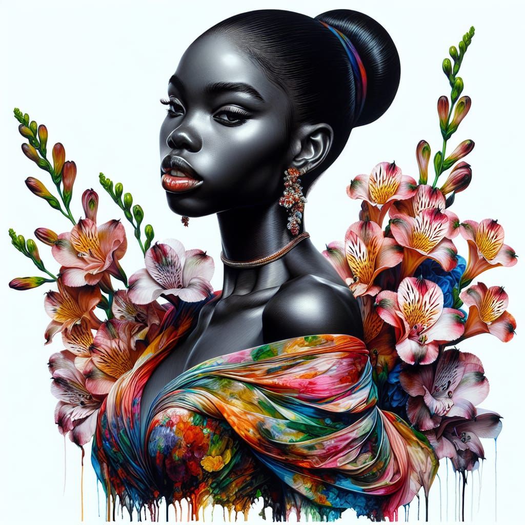 Freesias and fine silk