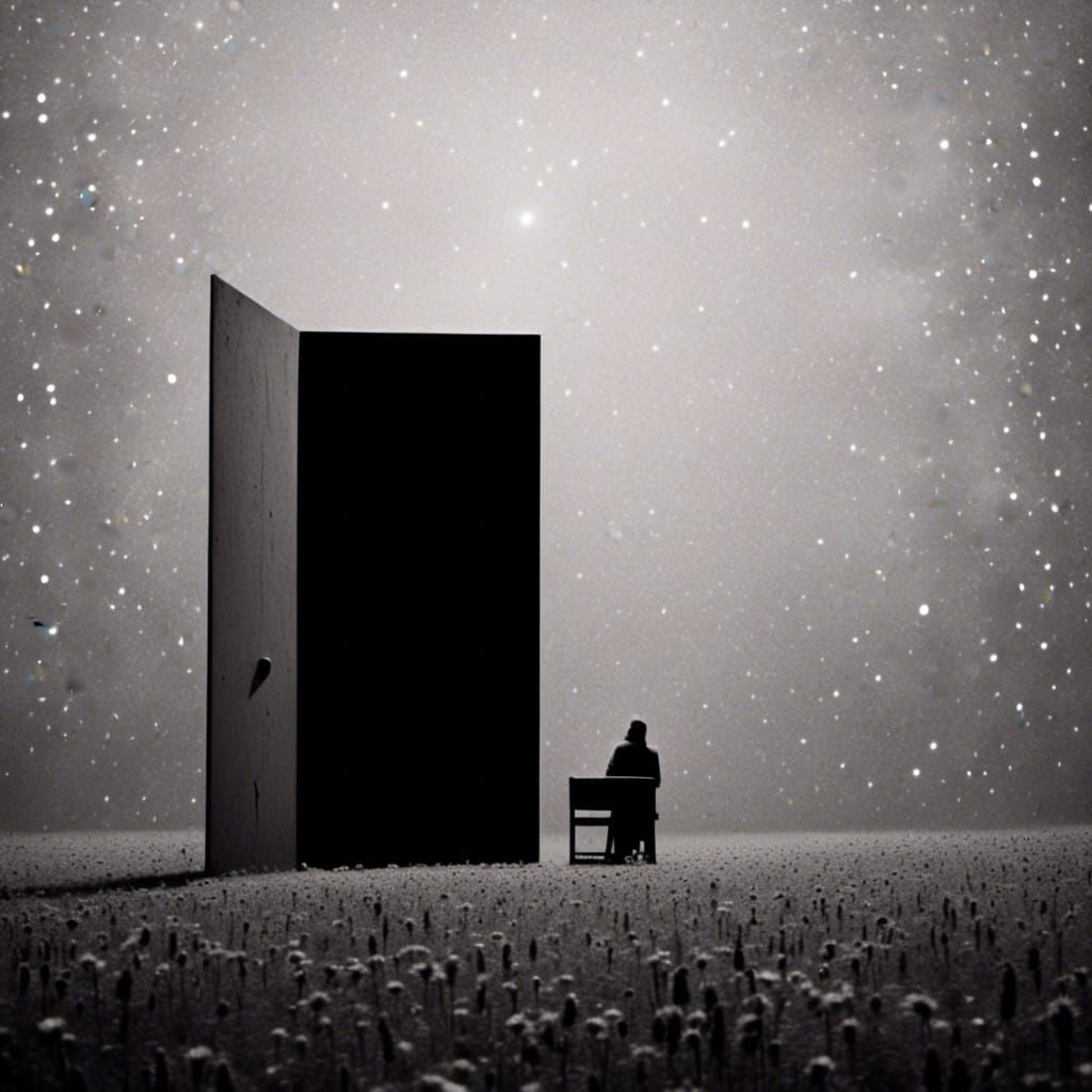 Monochrome Subatomic Landscape in Surreal Dreamscape