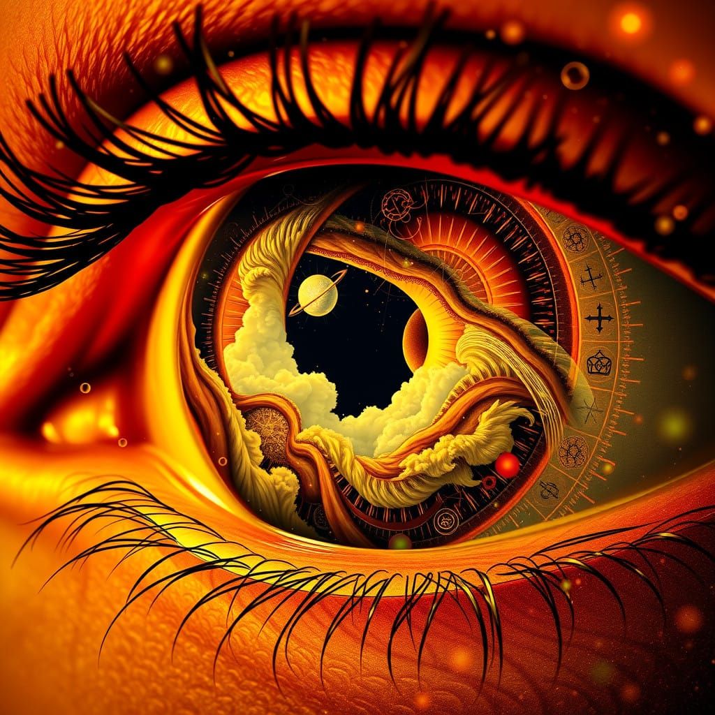 Golden Eye in Vibrant Surrealist Style