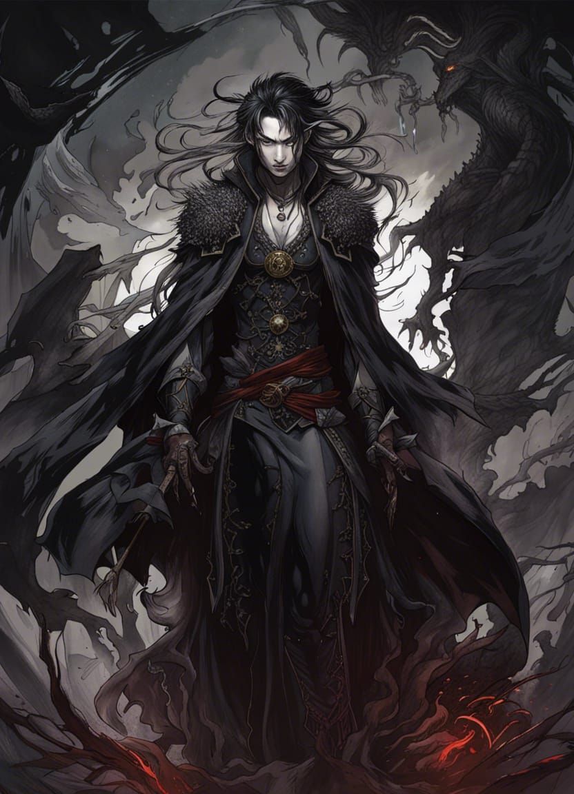 Vampire Character Art in Yoshitaka Amano Style