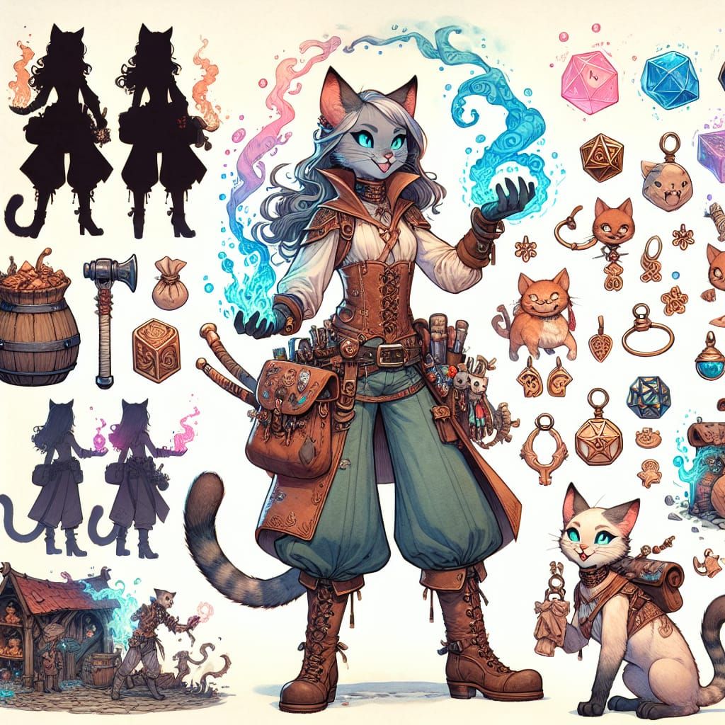 Regal Feline Rogue in Fine Art Fantasy Style