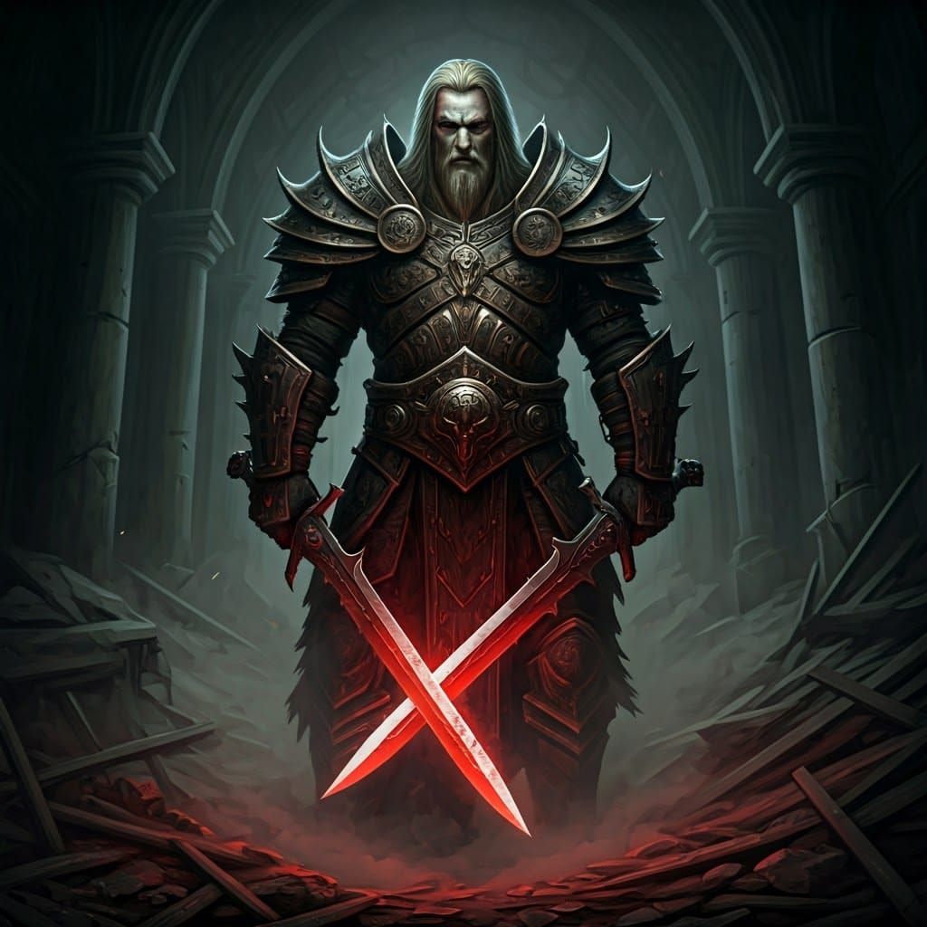 Viking Warrior in Gothic Realm: Dark Fantasy Portrait