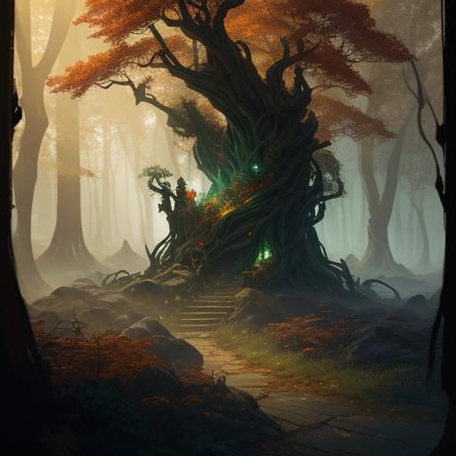 Autumnal Treant Headshot in Emerald Realm