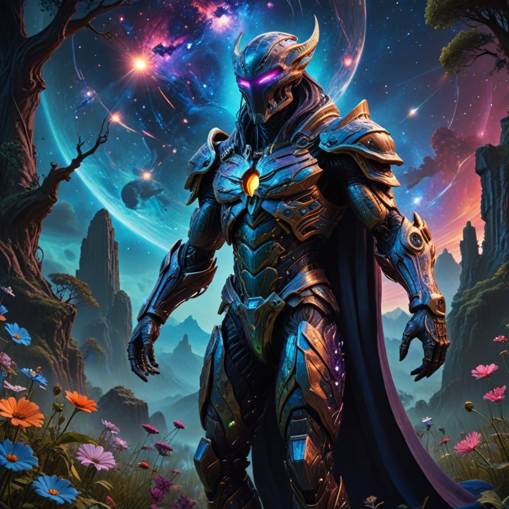 Surreal Cosmic Predator Triumphs Amidst Vibrant Extraterrest...