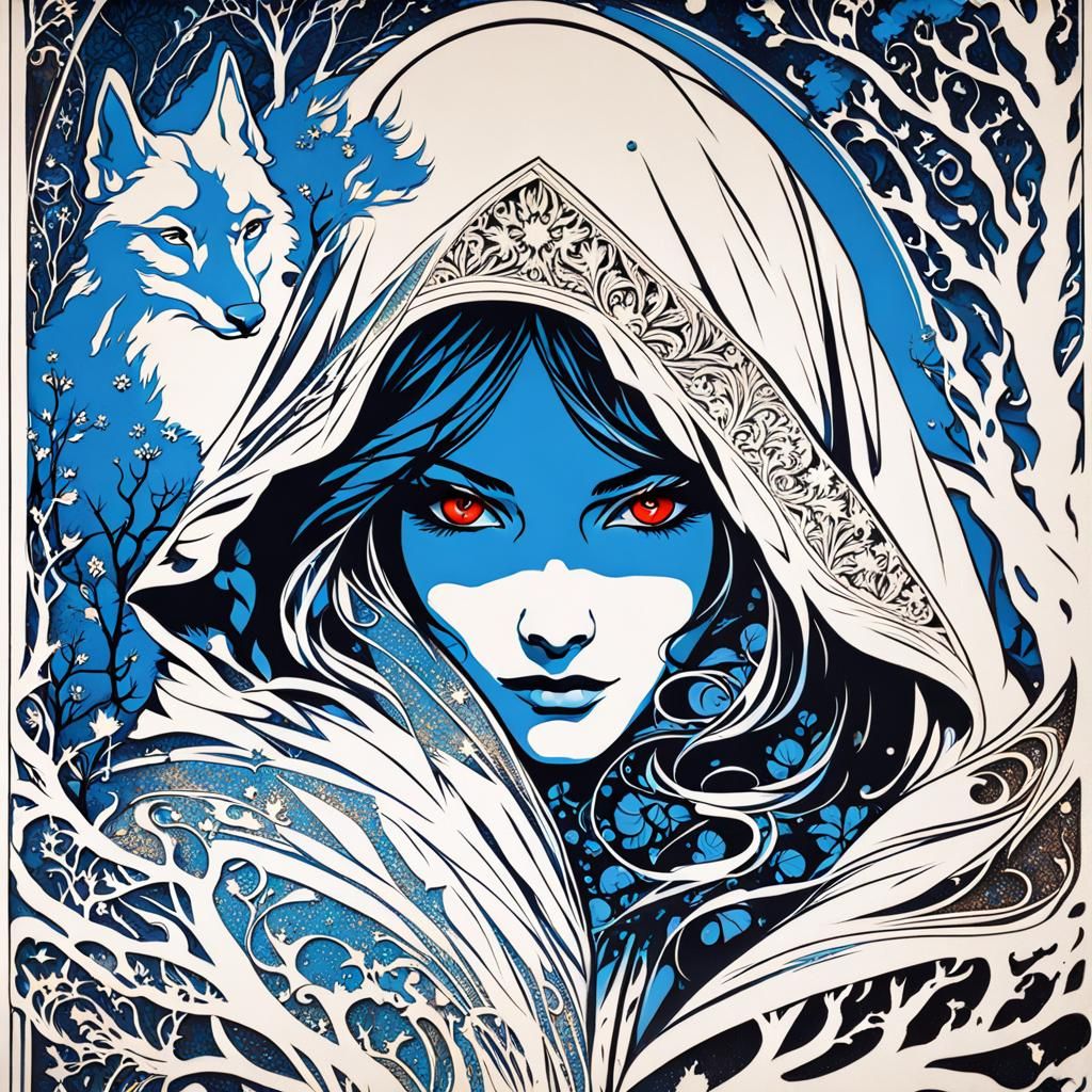 Red Riding Hood Art Nouveau Storybook Illustration