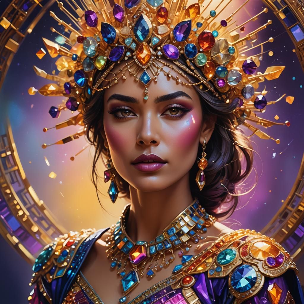 Woman in Colorful Clothing: Hyperrealistic Digital Portrait