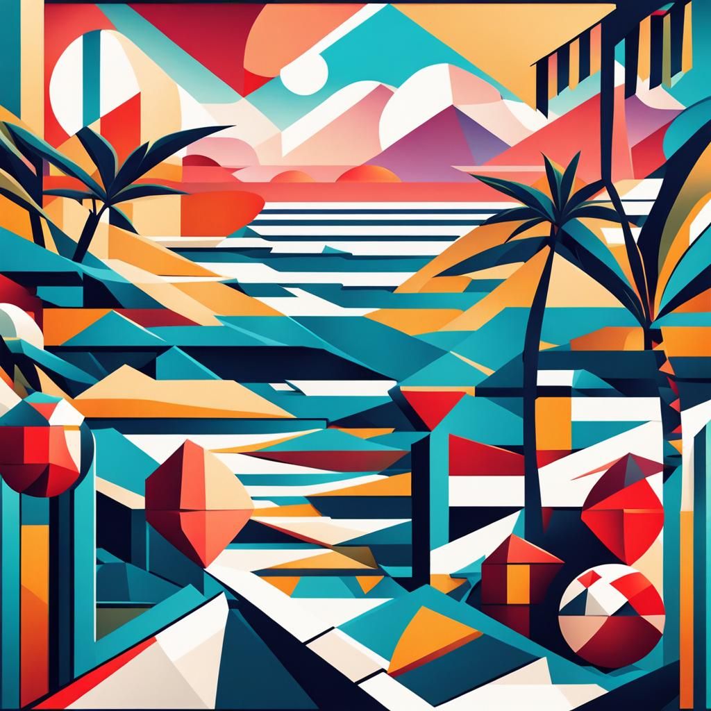 Cubist Valentine's Day on Tropical Beach