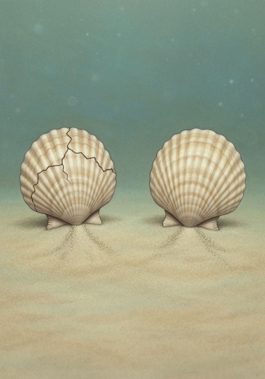 Two Matching Seashells Under the Sea