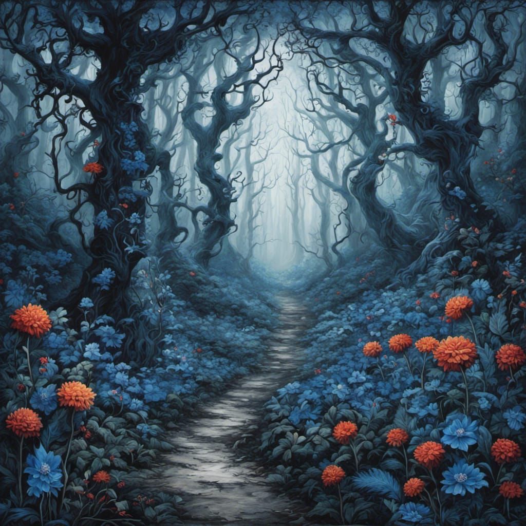 High Gothic Forest in Tim Burton Style