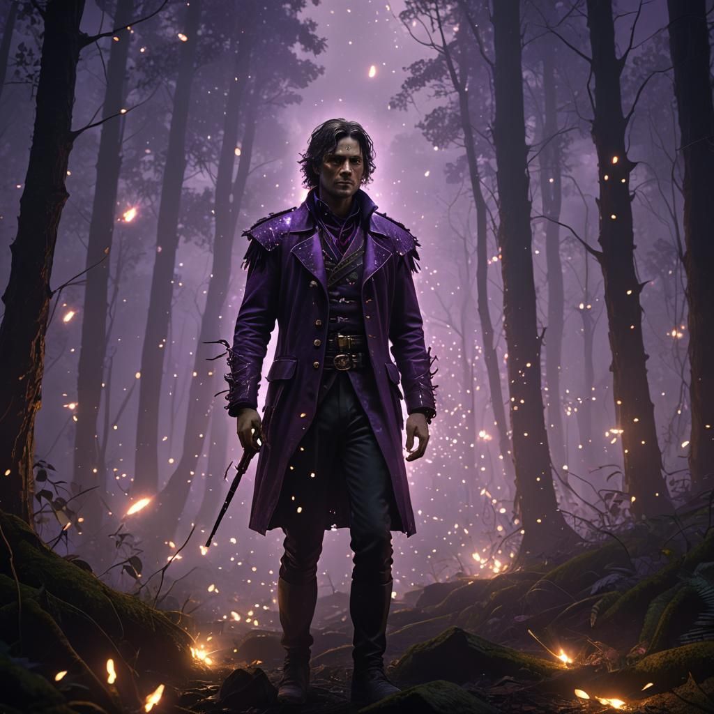 Mysterious Figure in Dark Forest, Symbolist Art