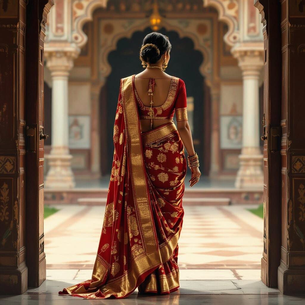 Bengali Woman Enters Palace in Classical Style