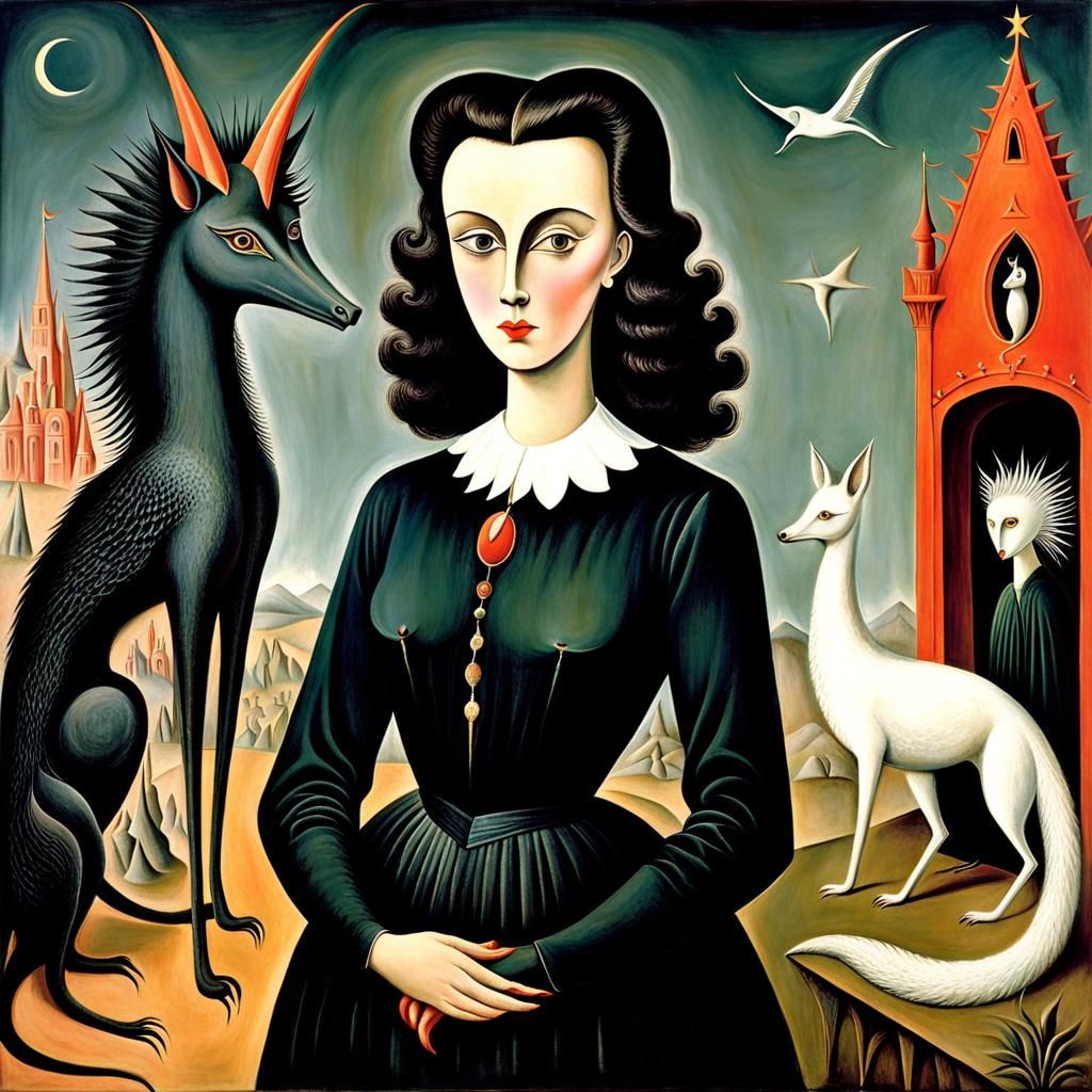 Surreal Self-Portrait: Woman and Hyena