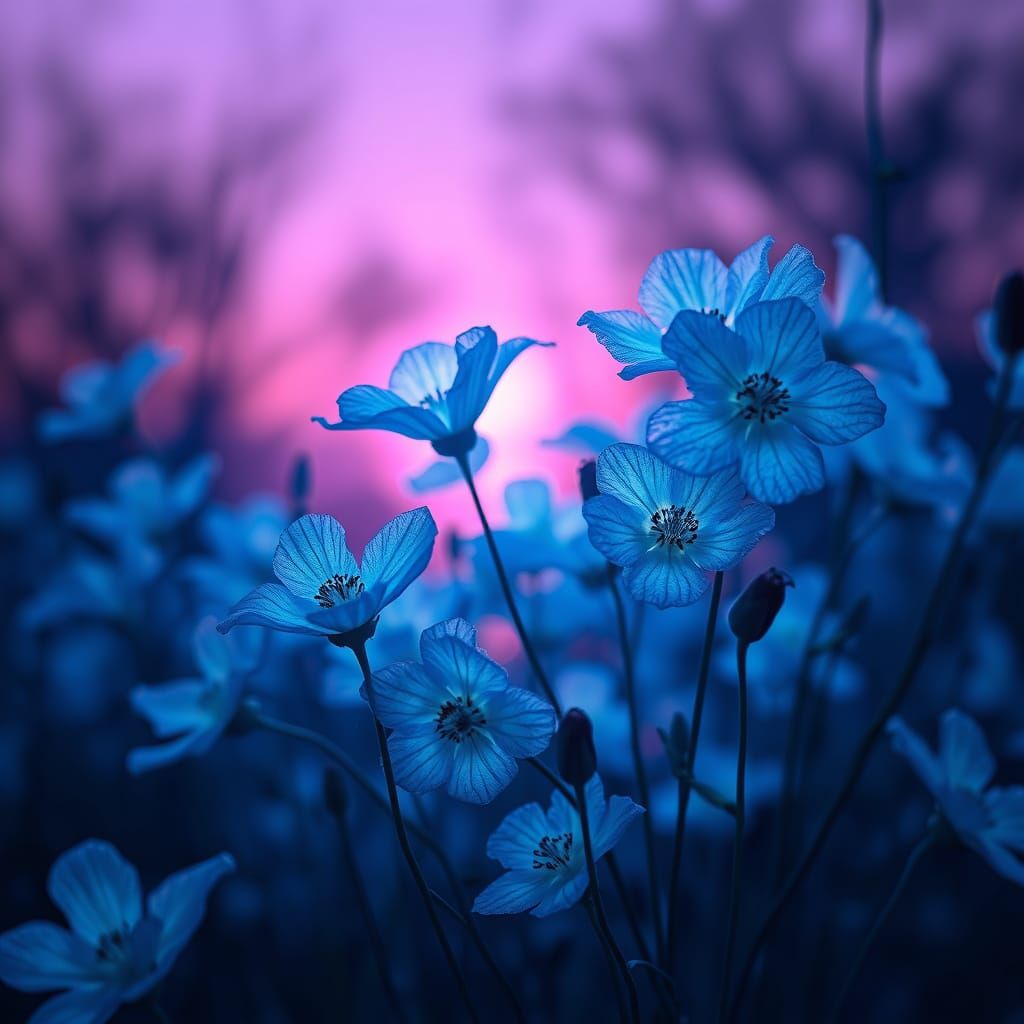 Ethereal Nocturnal Blooms in Soft Purple Twilight
