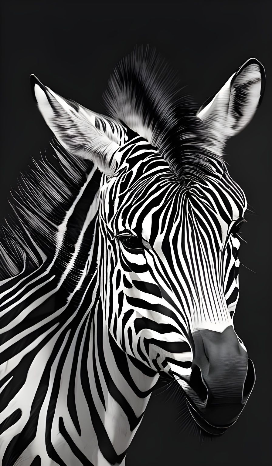 Detailed Zebra Portrait in Digital Painting Style